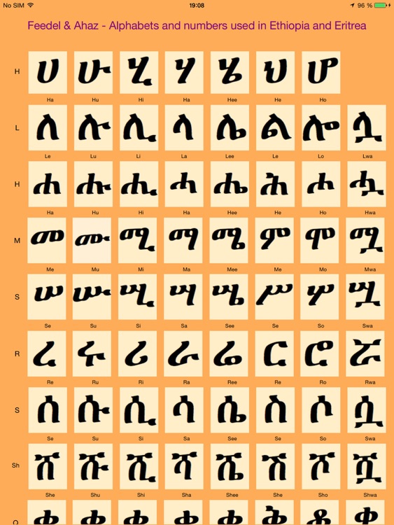Geez Alphabet & Numbers by Petros Asrat