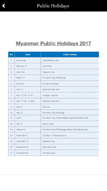 Myanmar Calendar 2017