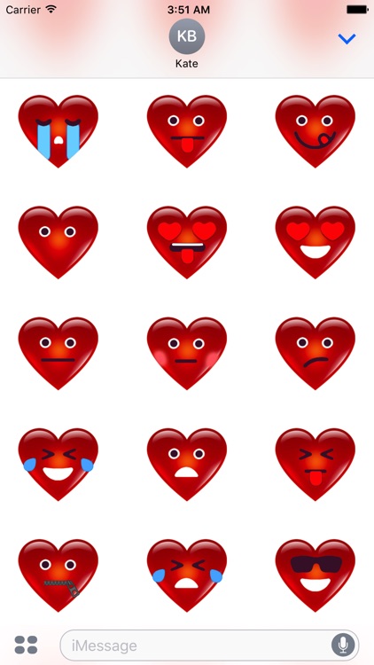 3D Heart Face Happy San Valentine’s Day Stickers