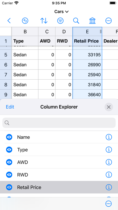 Screenshot 3 of Easy CSV Editor Mobile App