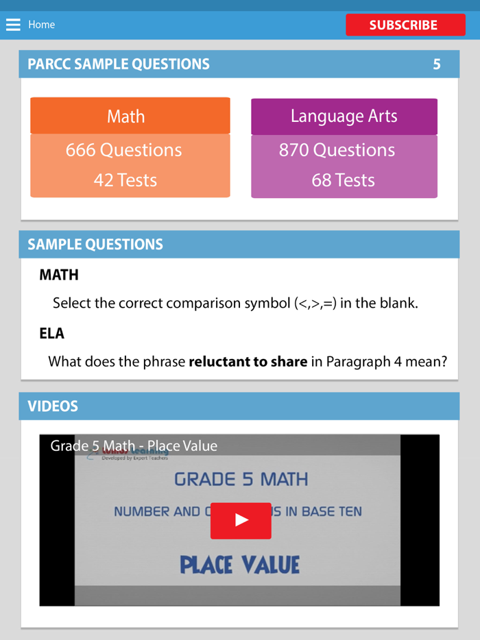 Math ELA Grade 6 - Common Core,PARCC,SBAC Practice