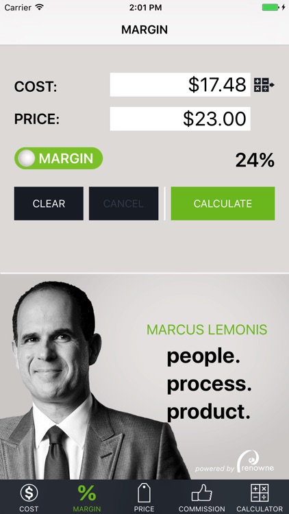 Cost Margin Calculator by Renowne, LLC