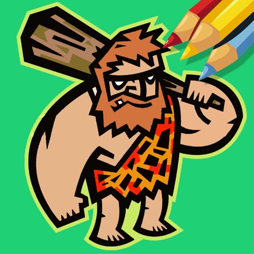 Free Caveman Coloring Book Page Game Education Icon