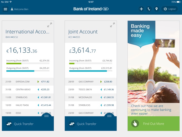 Bank of Ireland Tablet Banking