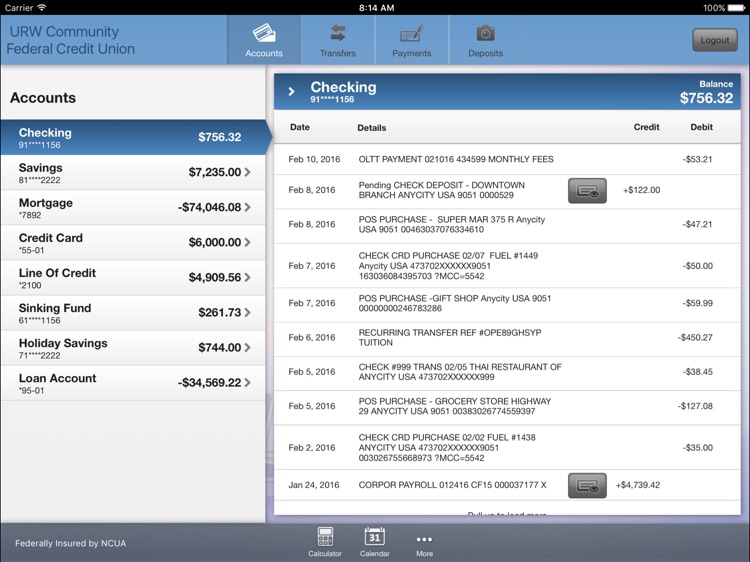 URW Community Federal Credit Union for iPad