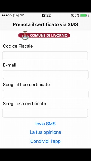 Certificati anagrafici via SMS