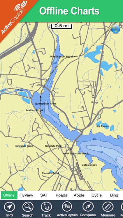 Massachusetts lakes chart GPS fishing Navigator