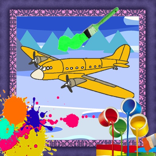 Coloring Page Game for Plane Icon