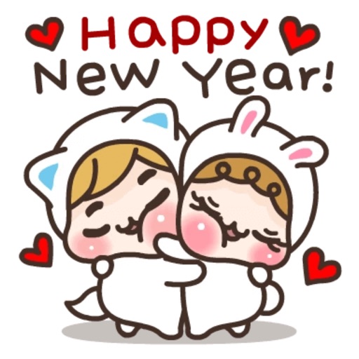 Animated New Year Couple Stickers
