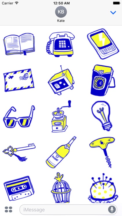 Vintage Style - Blue & Yellow Doodle Stickers