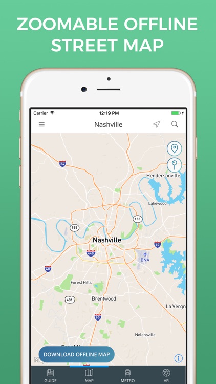 Nashville Travel Guide with Offline Street Map