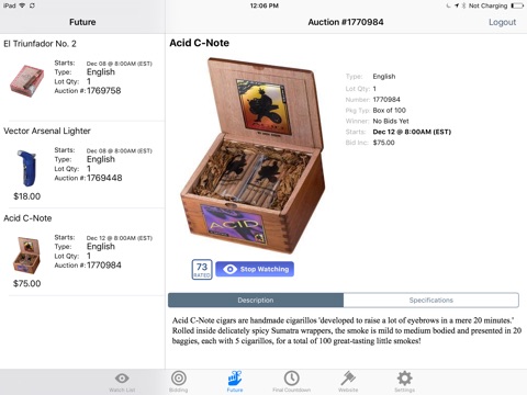 Cigar Auctioneer Bid Buddy screenshot 2