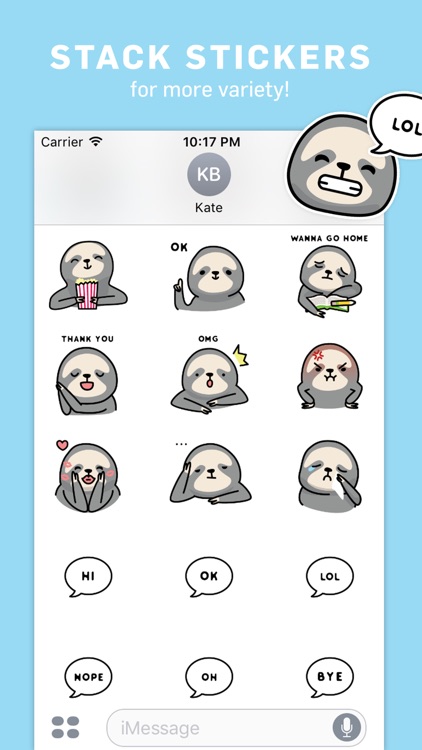 Sloth Sticker Pack for iMessage