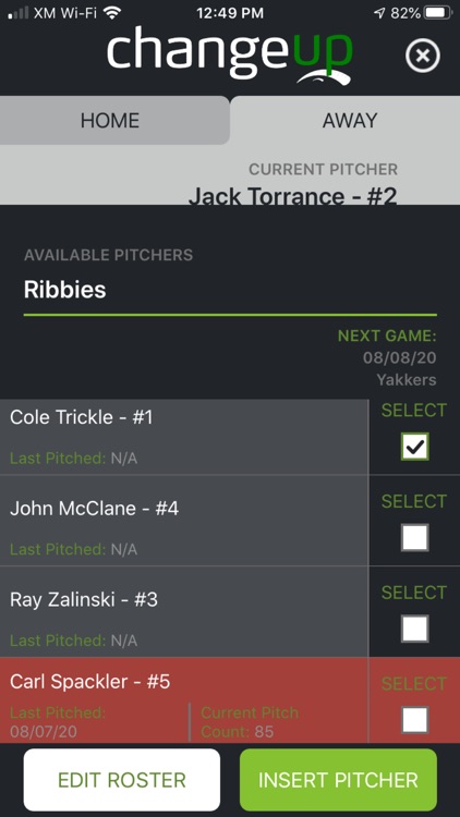 ChangeUp: Baseball Pitch Count