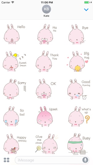 Evy The Pink Cutie Rabbit Stickers