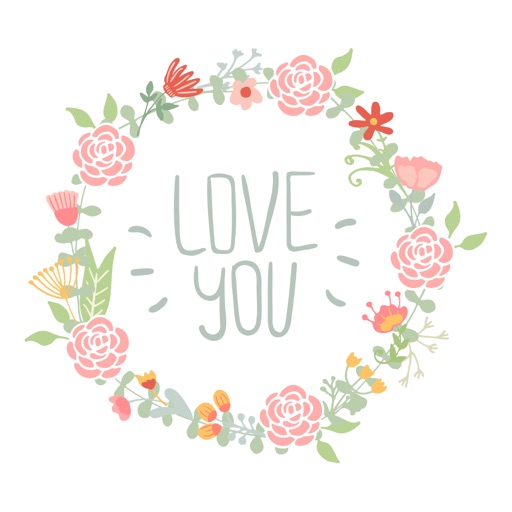 Love Sticker Collection. Romantic Floral Ornaments