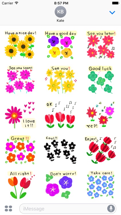 Flower Words - Text Message Stickers Pack 1