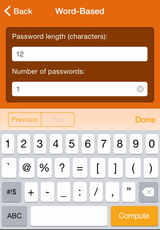 Wolfram Password Generator Reference App screenshot 2