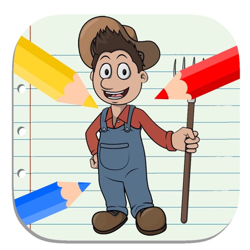 Kids Coloring Book Farmers Education icon