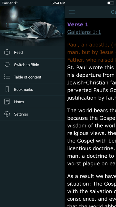 Luther's Bible Commentary on Galatians. KJV Verses screenshot 2
