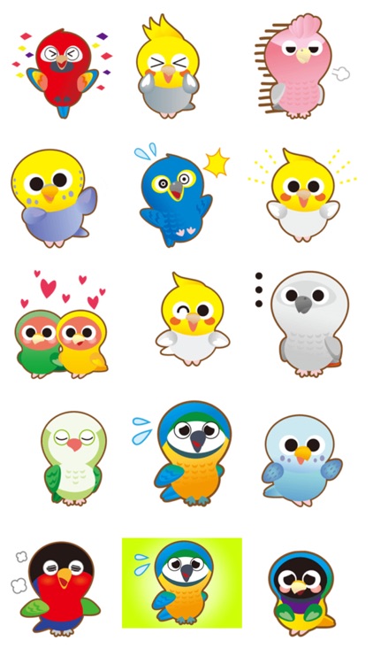 Cheerful Friendly Parrots - Cute Bird Stickers!