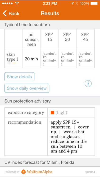 Wolfram Sun Exposure Reference App