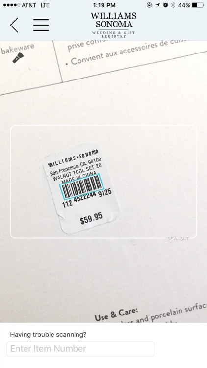 Williams Sonoma Gift Registry