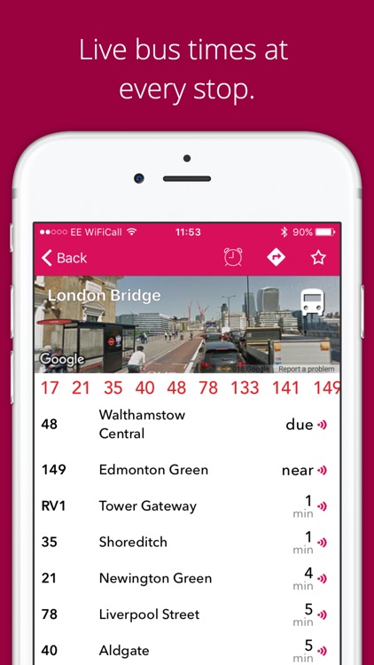 London Bus Checker - Live bus times at every stop.