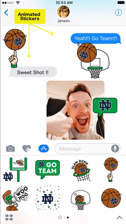 Notre Dame Animated+Stickers Pack for iMessage