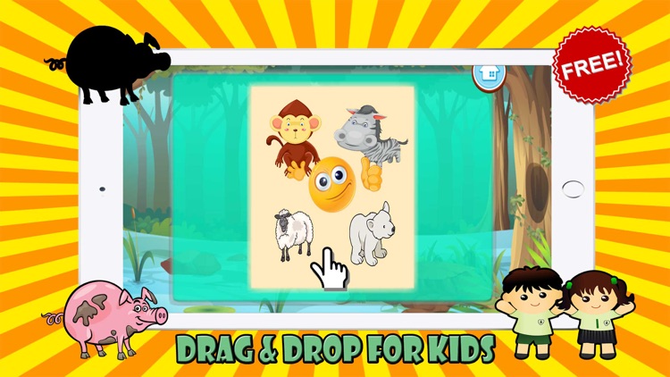 Animals Puzzle Shadow Shape Game: Learn for Kids screenshot-3