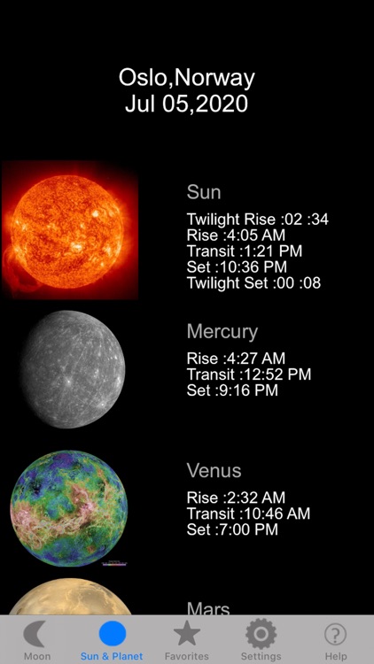 Moon Phase & Sun Rise/Set