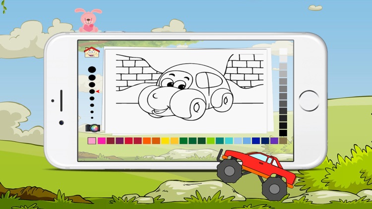 The Coloring Book of a car and animals for kids