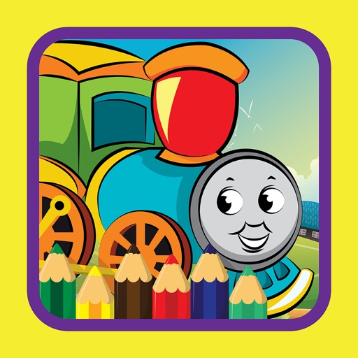 Kindergarten Learning Coloring for train & friend Icon