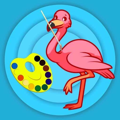 fancy kid painter : birds coloring page for child Icon