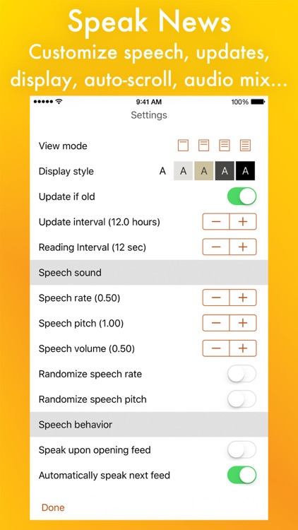 Speak News - RSS news reader with text-to-speech