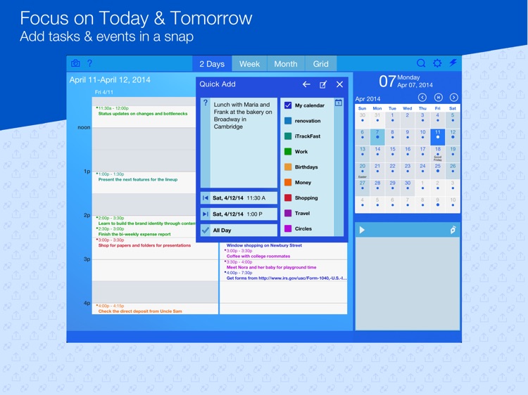 iTrackFast: Calendar, FlowNote, Share & Slideshows