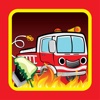 Game for kids coloring Fire truck and dog fire