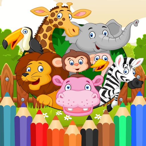 Animals Coloring Book-Simple line drawing painting Icon