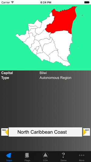 Nicaragua Department Maps and Capitals