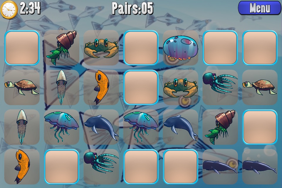 Aquarium Pairs - Fun mind game screenshot 2