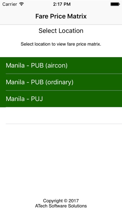 PH Fare Matrix