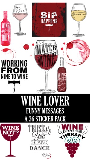 Wine Lover Funny Messages Sticker Pack(圖1)-速報App