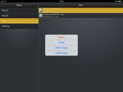 Contacts to vCard Lite screenshot 3