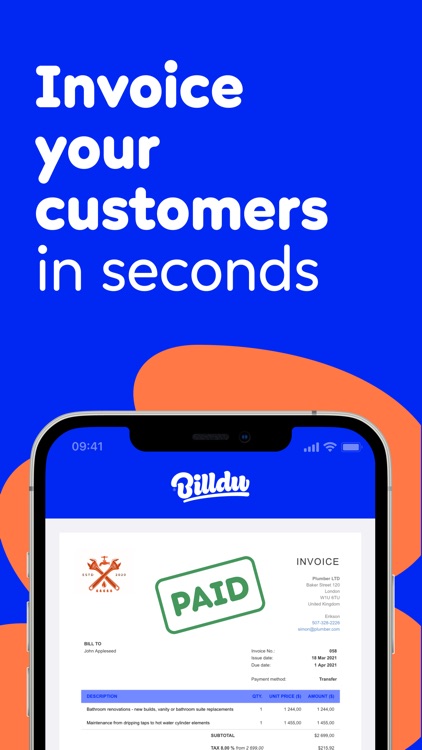 Simple Invoice Maker by Billdu screenshot-0