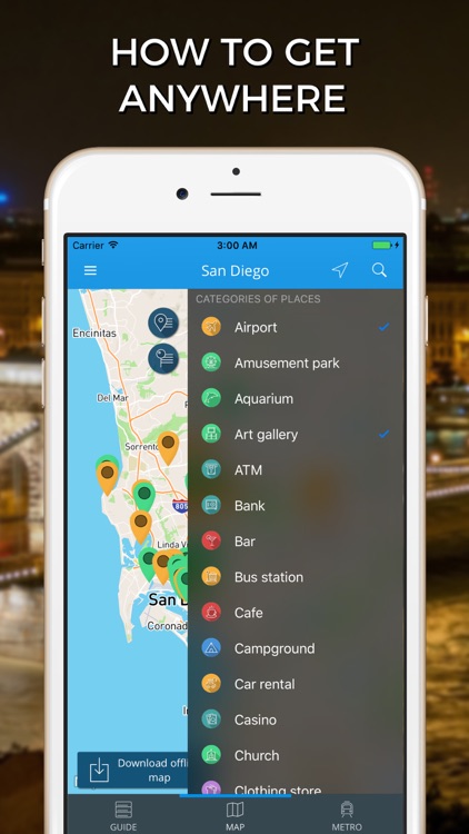 San Diego Travel Guide with Offline Street Map