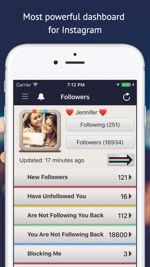 iphone screenshots - not follow me instagram app