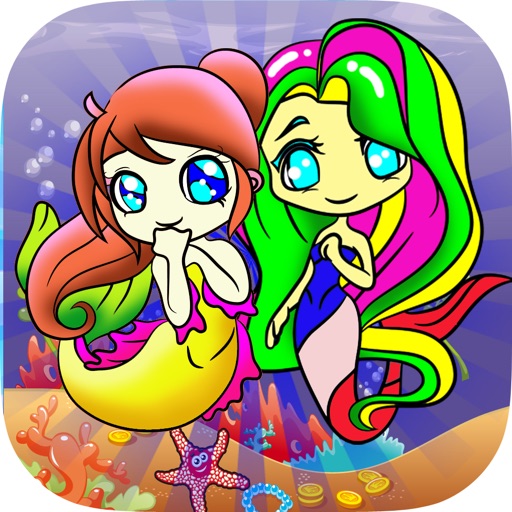 Kids coloring book - mermaid girls icon