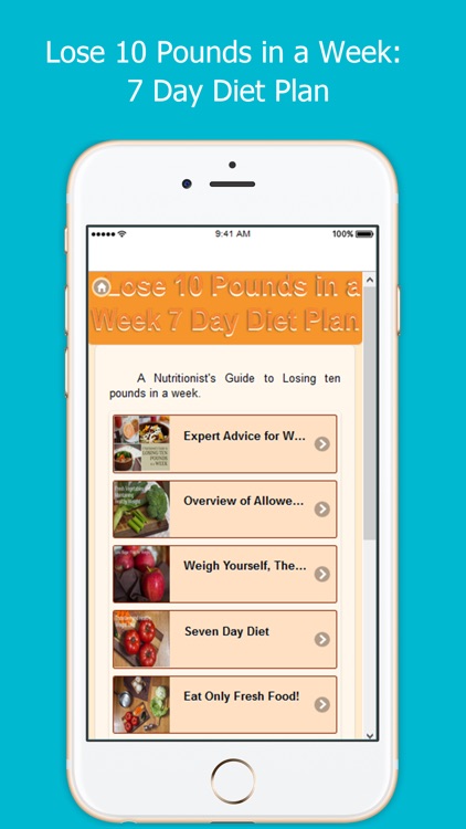 Lose 10 Pounds in a Week : 7 Day Diet Plan