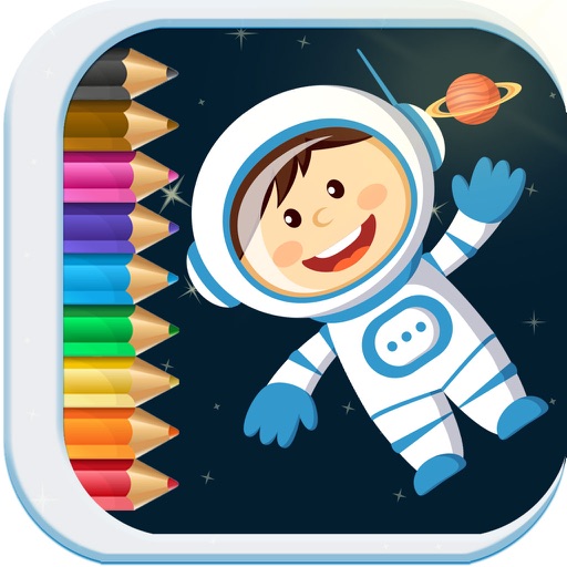 Space Adventure Coloring Book Icon