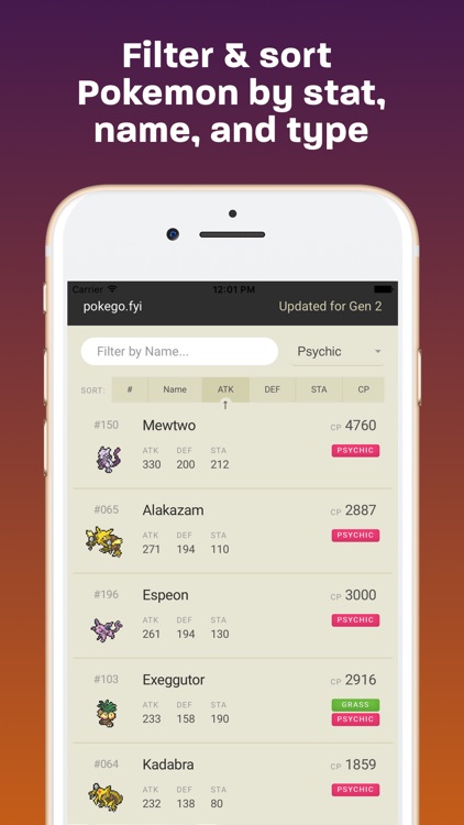 Pocket Database for Pokemon Go